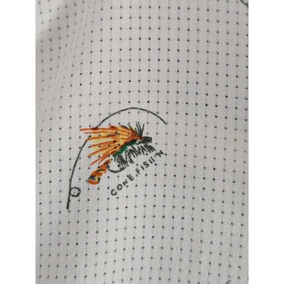 Croft & Barrow Men's Short Sleeved Vented Gone Fishin' Shirt Irvory Quick Dry XL - Picture 5 of 7